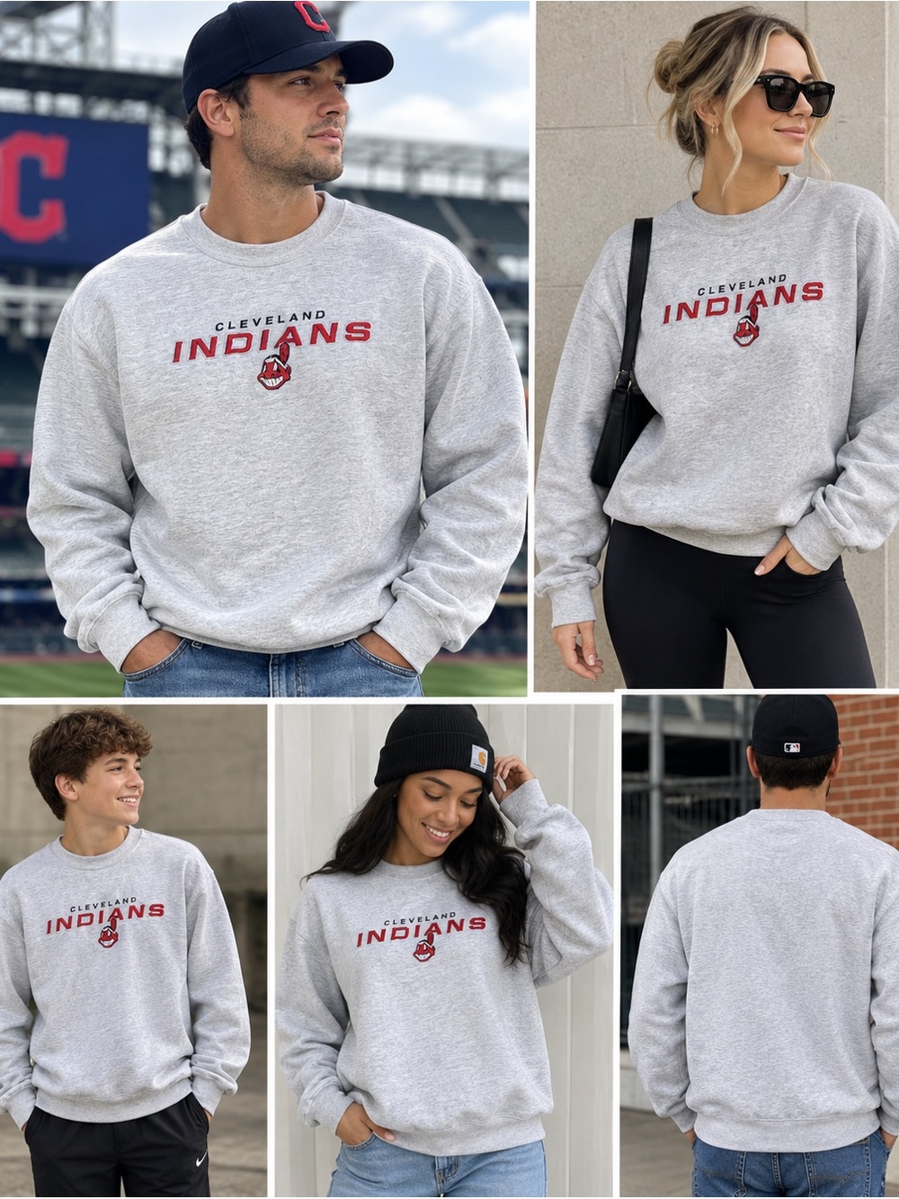 Vintage Cleveland Indians Lee Embroidered Pullover Sweatshirt Mens XL Made USA